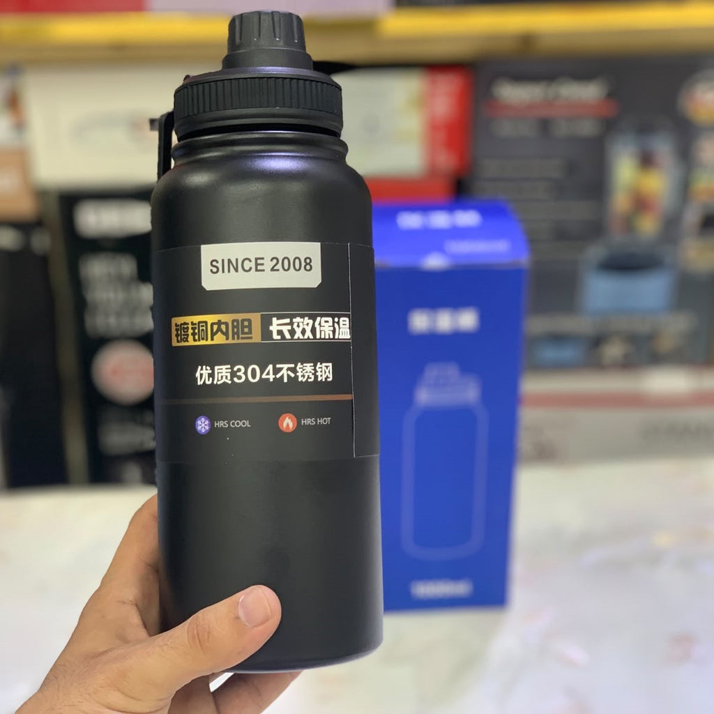 1000ml Matte Black Insulated Water Bottle