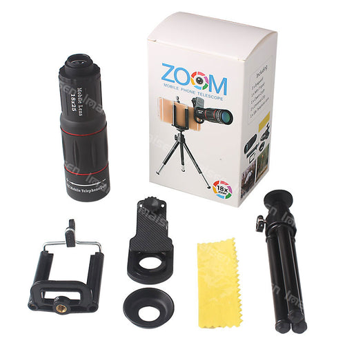 18X Optical Telephoto Zoom Lens Kit – Universal Smartphone Camera Lens with Mini Tripod