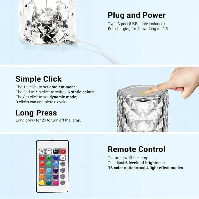 Rechargeable Multicolor Table Lamp with Remote Control