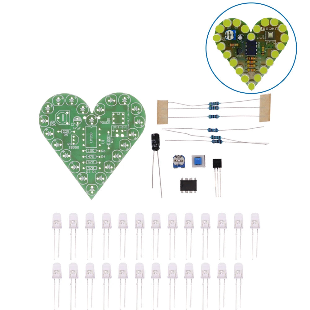 DIY Heart Shape Breathing Lamp Kit – DC 4-6V LED Electronic Learning Kit