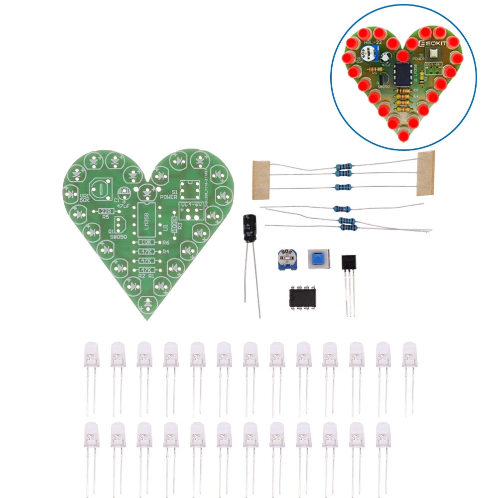 DIY Heart Shape Breathing Lamp Kit – DC 4-6V LED Electronic Learning Kit