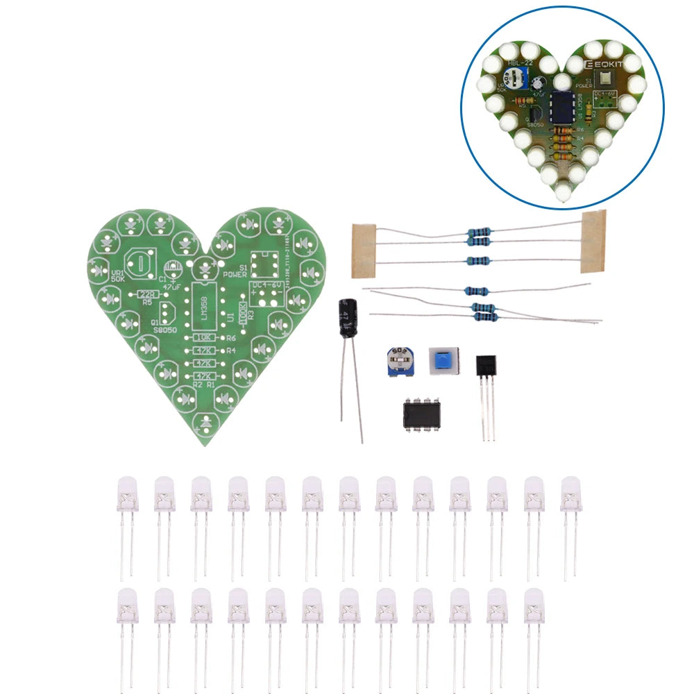 DIY Heart Shape Breathing Lamp Kit – DC 4-6V LED Electronic Learning Kit