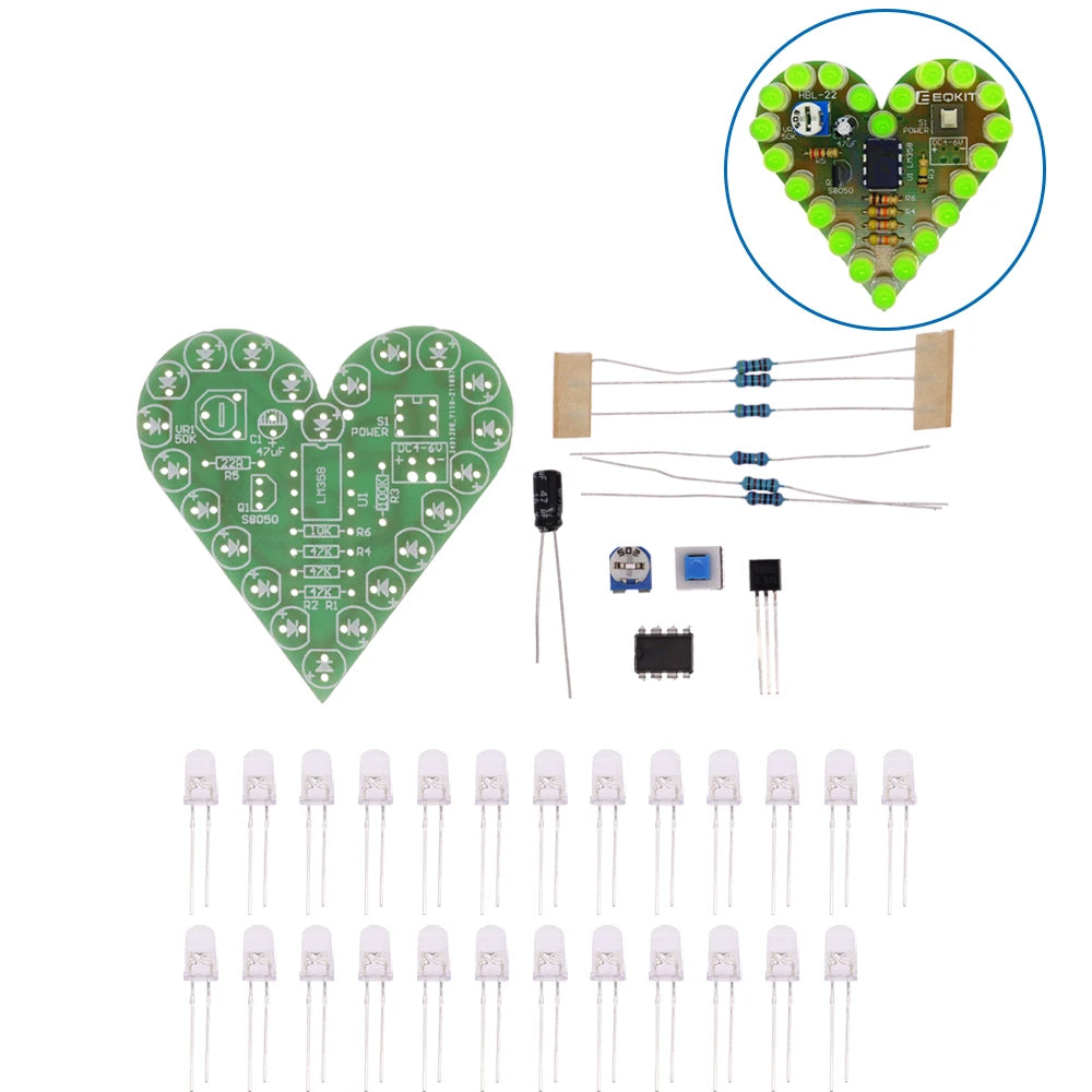 DIY Heart Shape Breathing Lamp Kit – DC 4-6V LED Electronic Learning Kit