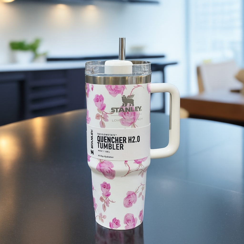 1200ml Insulated Steel Tumbler – Marble Finish